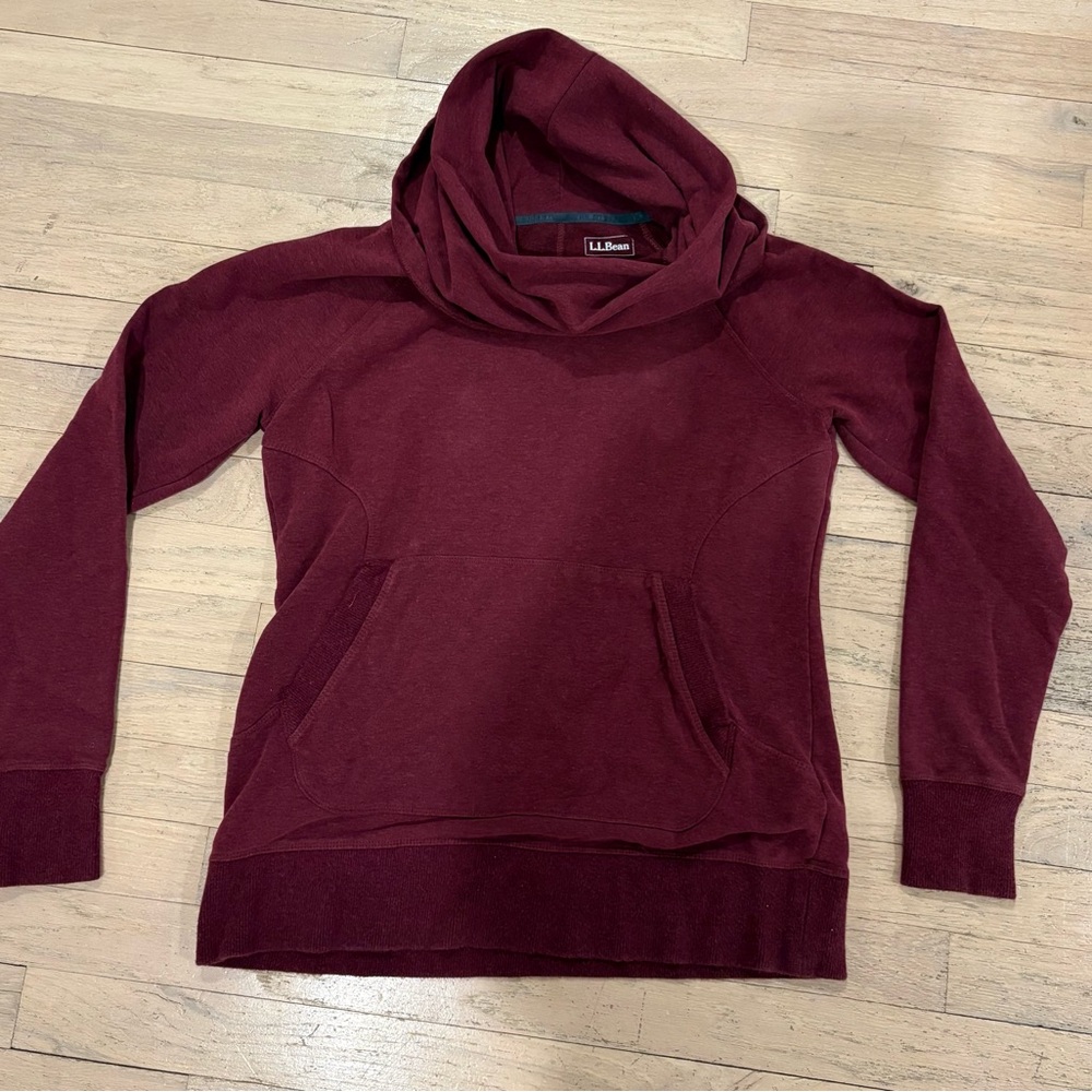 L.L. Bean Women’s Deep Red Sweatshirt with funnel neck collar
